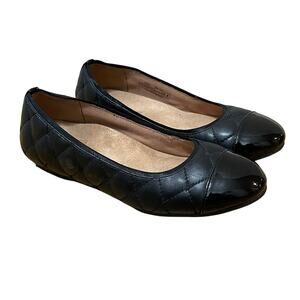 Vionic Desiree Black Quilted Ballet Flat Cap Toe Classic Everyday Comfort Size 6